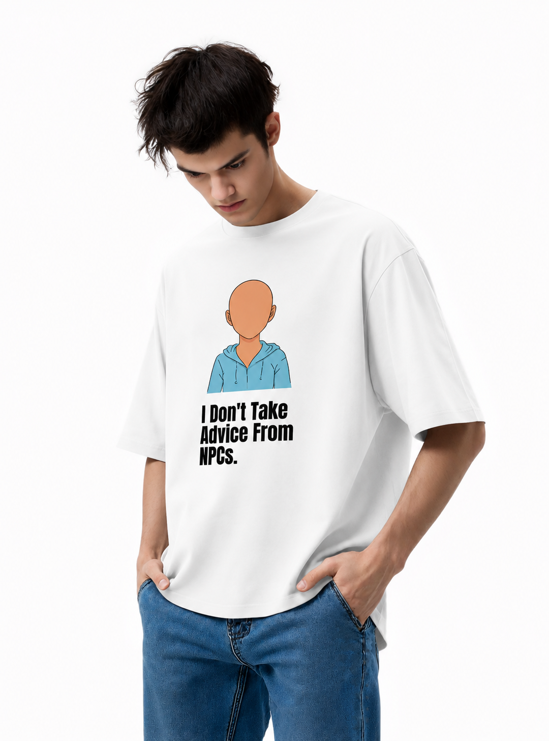 Men's White NPC Graphic Printed T-Shirt — 220 GSM