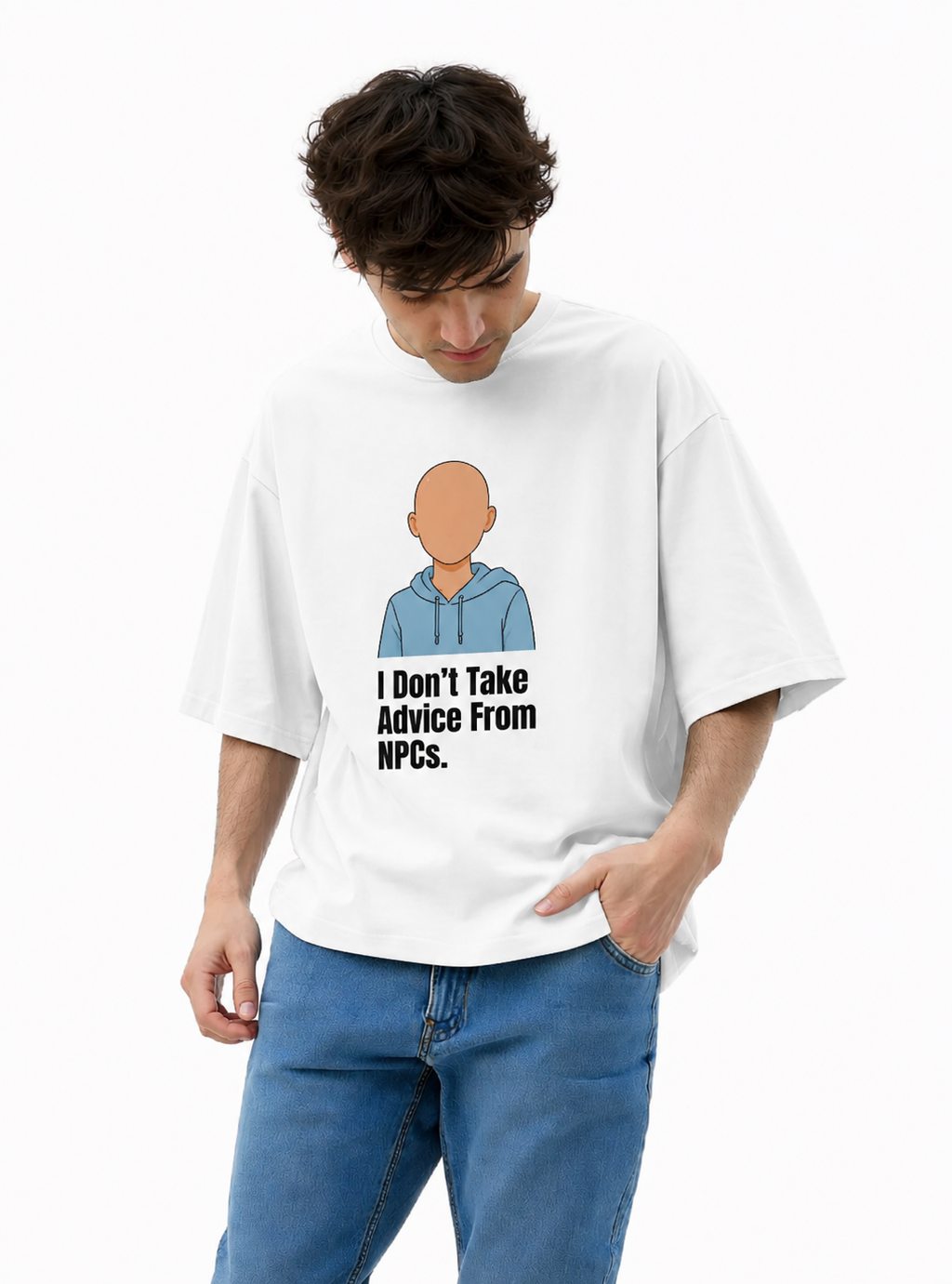 Men's White NPC Graphic Printed T-Shirt — 220 GSM