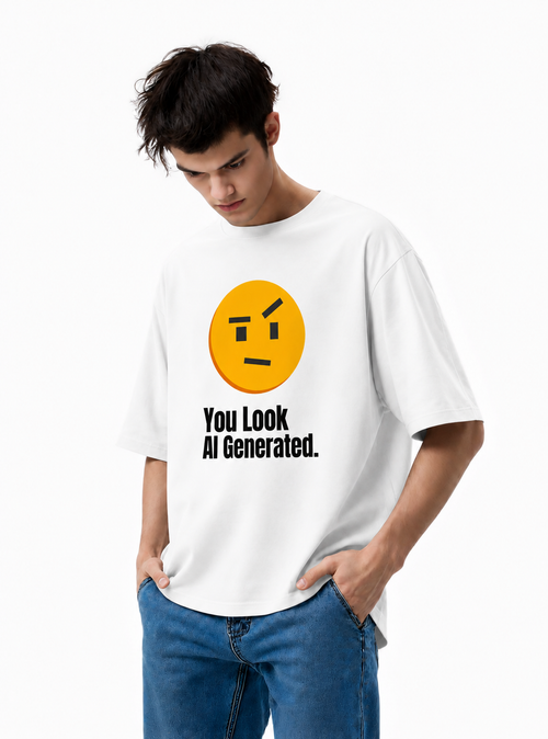 Men's White AI Generated Graphic Printed T-Shirt — 220 GSM