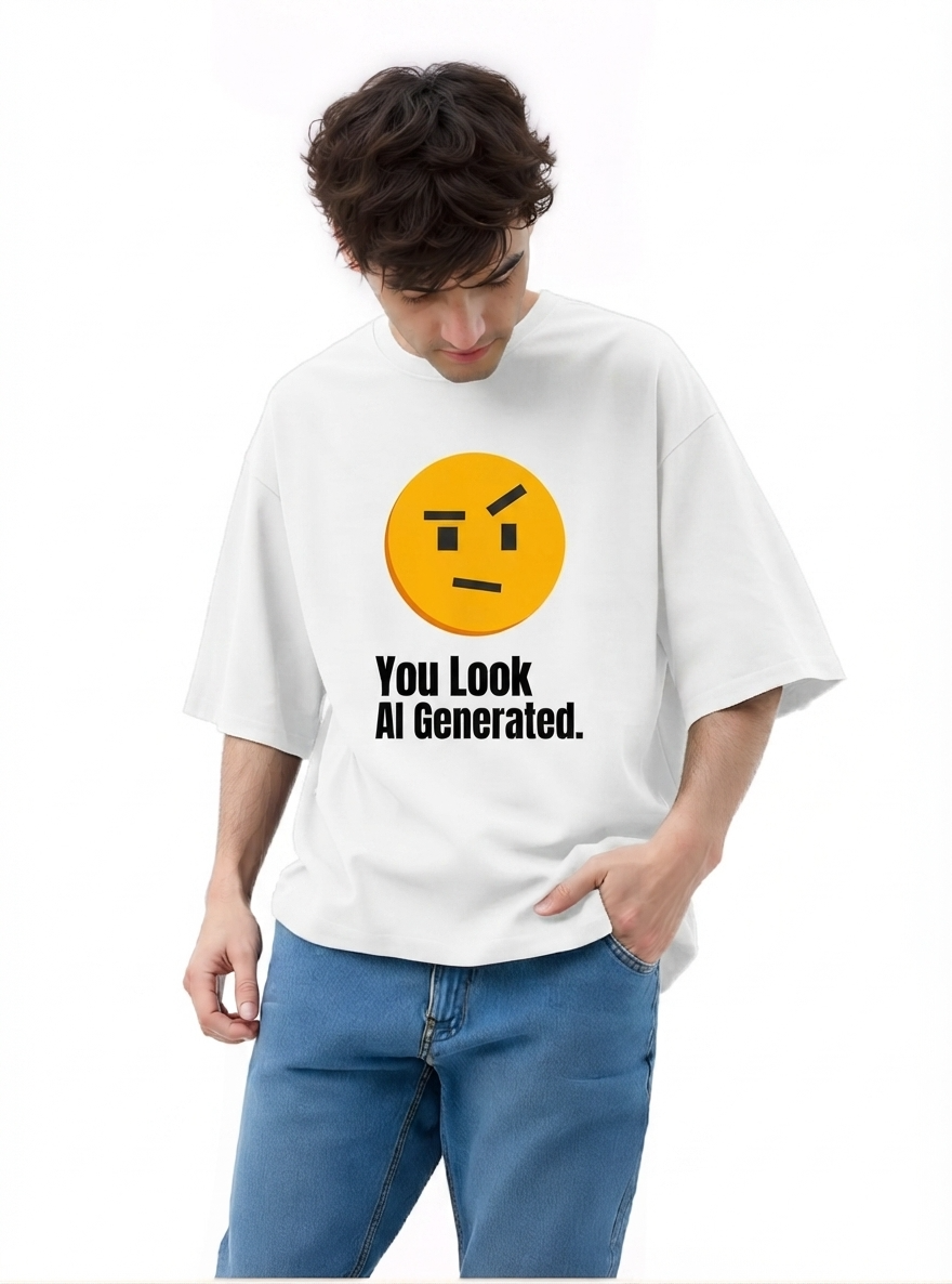 Men's White AI Generated Graphic Printed T-Shirt — 220 GSM